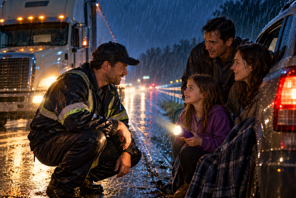 PART 1 – The Storm Put a Family in My Path, and My Dispatcher Made It Clear Exactly What Stopping Would Cost Me