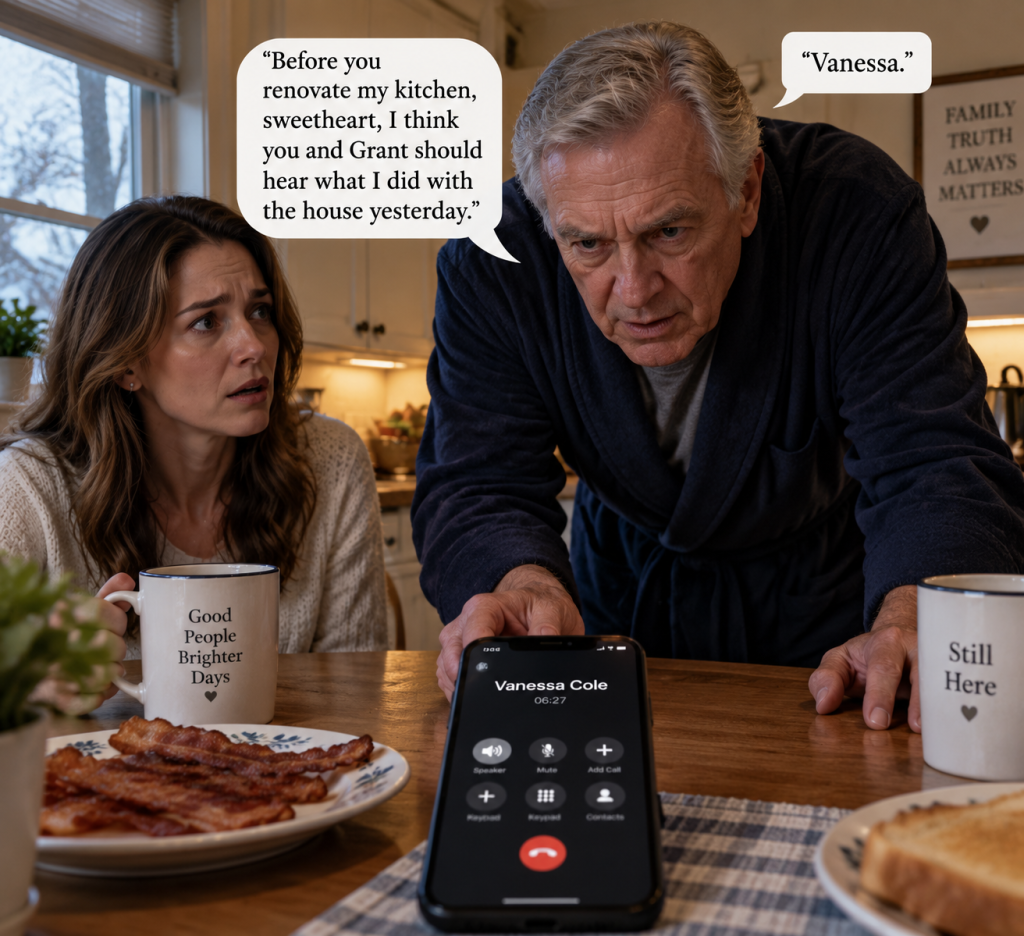 PART 1 – My Sister Announced Our Father’s Death Before Sunrise, but the Man Eating Breakfast Across From Me Had Other Plans